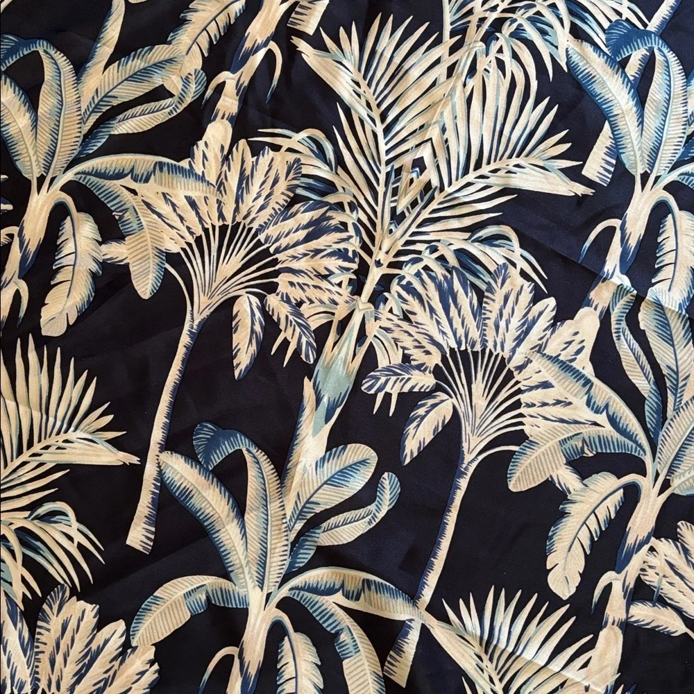 Echo silk printed Navy and Cream Palm Tree Scarf new with out tags
